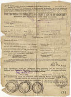 WW1 Protection Certificate and Certificate of Identity, of Murdoch Munro dated 1st February -13th March 1919