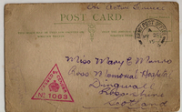 WW1 postcard from LC Murdoch Munro BEF to Miss Mary C Munro, undated circa January 1915