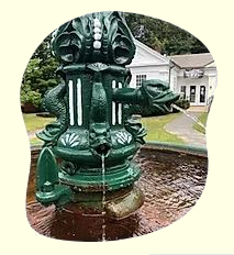 Captain Ball's Fountain in front of the Warwick Free Library