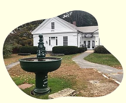 Captain Ball's Fountain in front of the Warwick Free Library