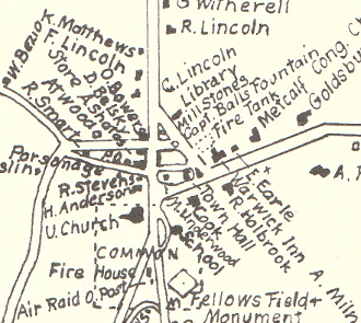 section of map of center of Warwick 1963